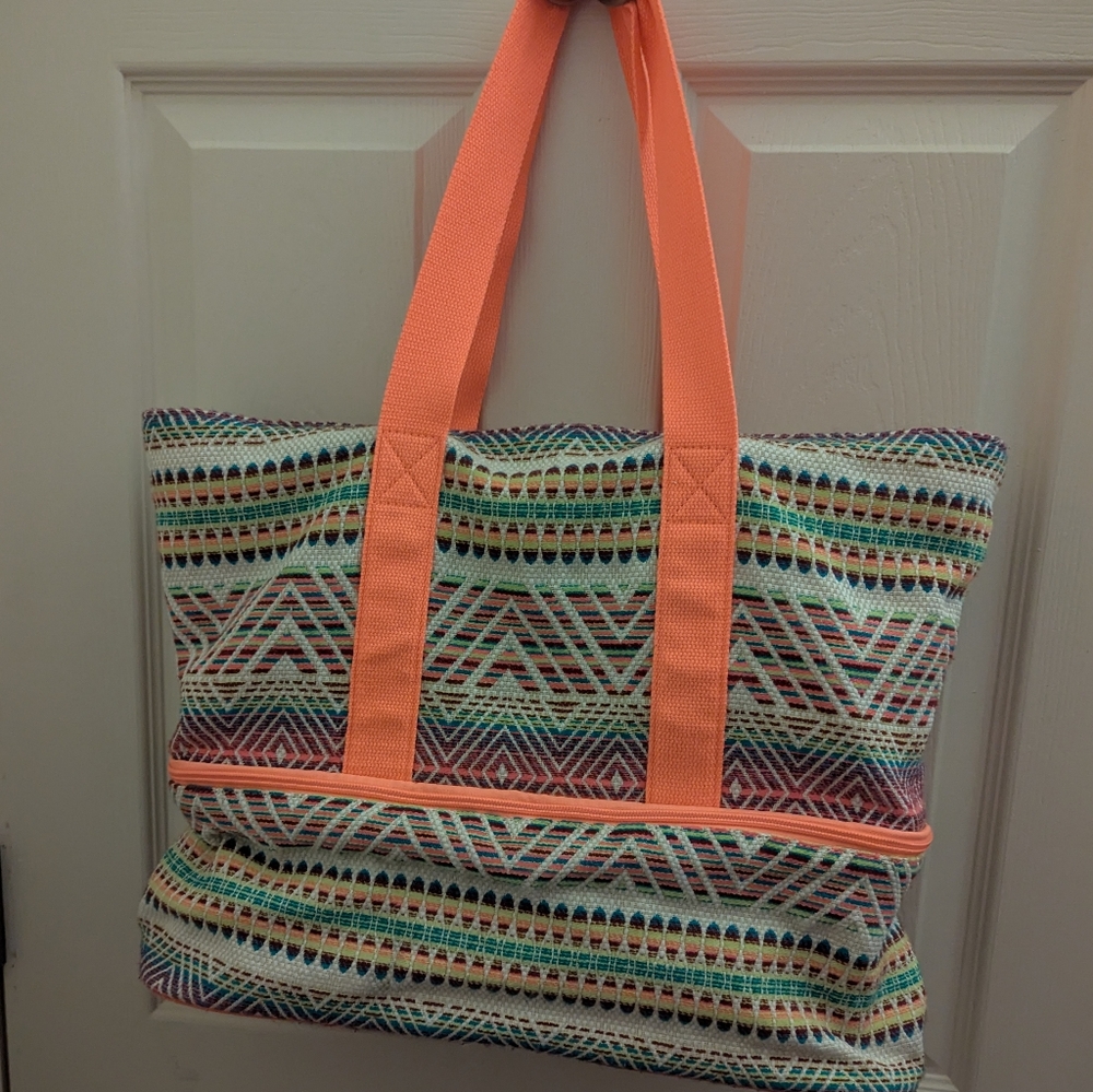 2 in 1 Bag! Top Lined & Bottom Is Insulated Cooler Fun Print Large Size